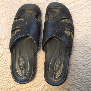 Keen Black Leather Slides